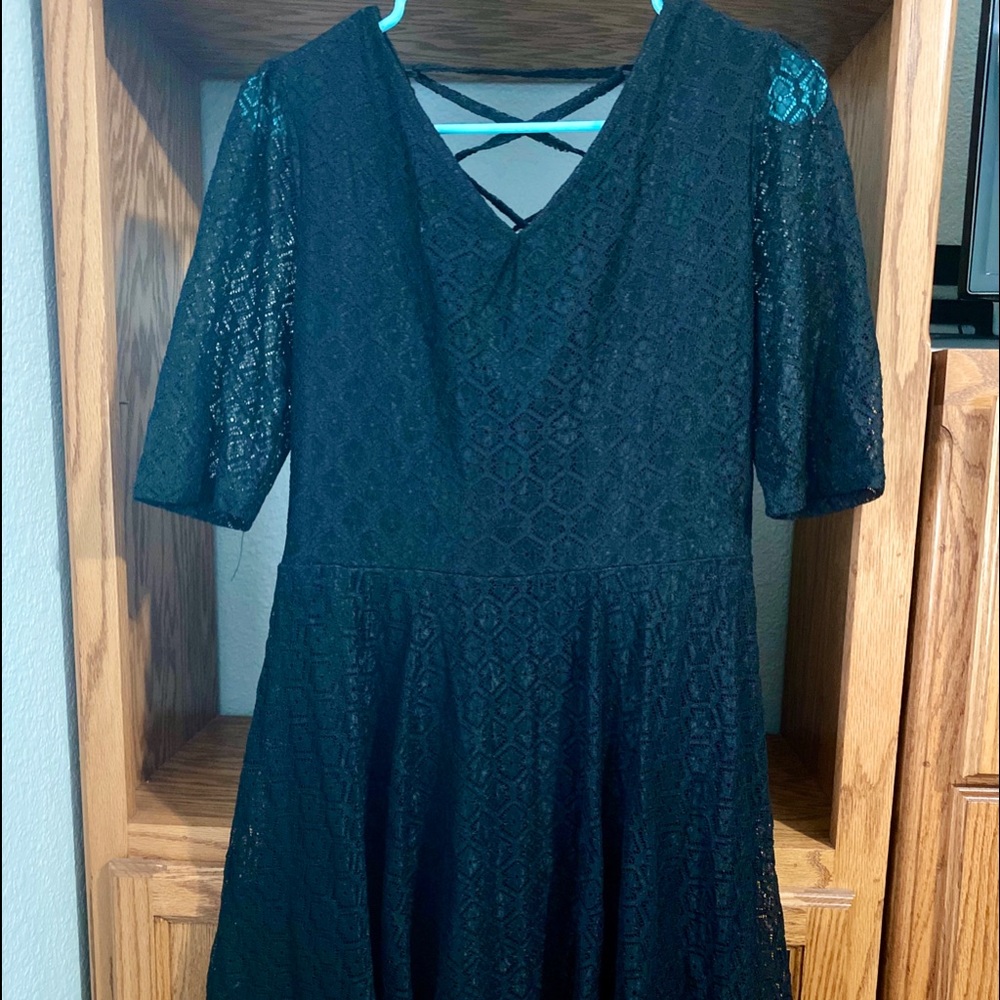Black lace fit and flare dress